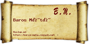 Baros Máté névjegykártya